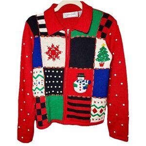 Spice of Life Small Red Embroidered Christmas Sweater 90s Holiday Fashion